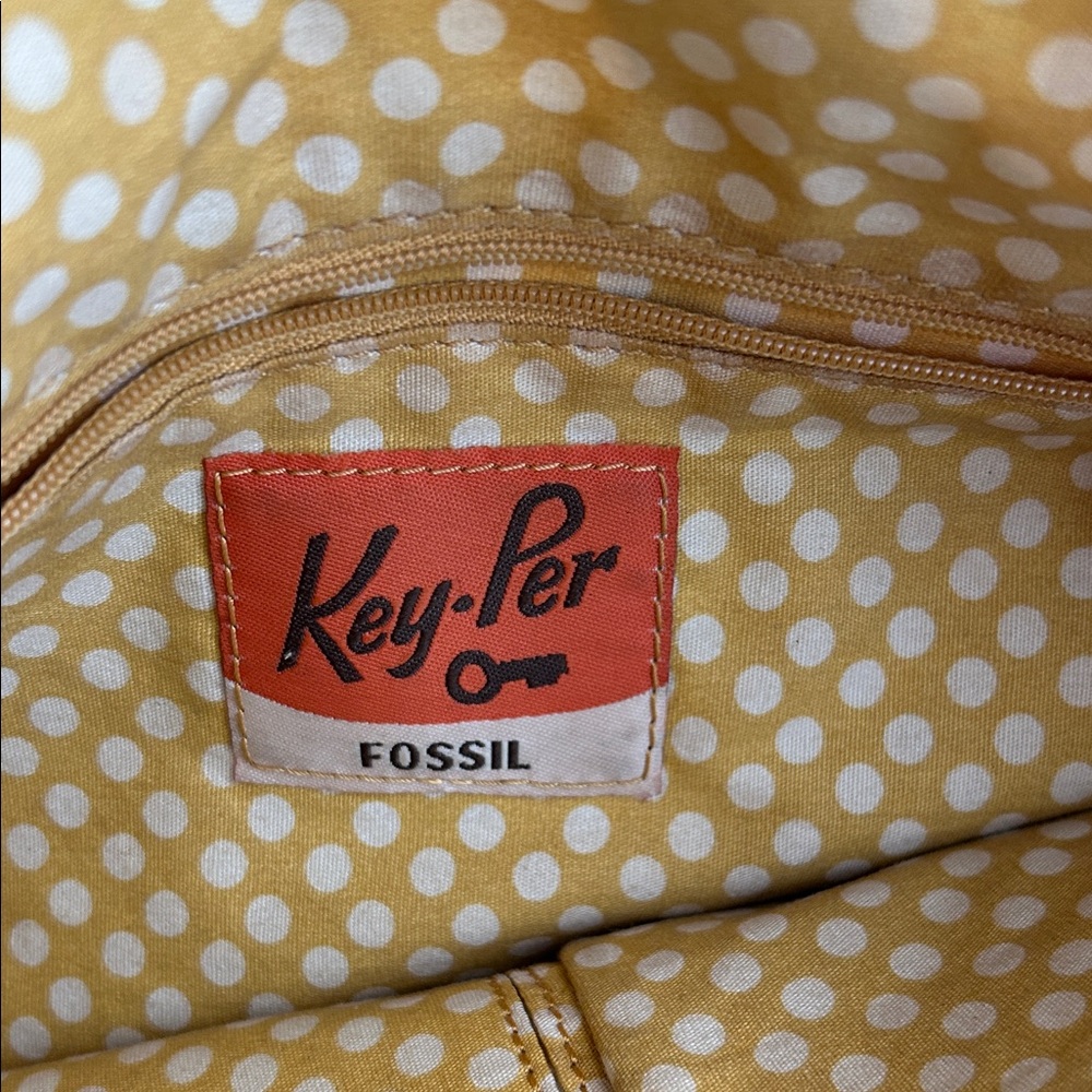 Fossil Women's Blue and Brown Patterned Tote - Picture 3 of 7